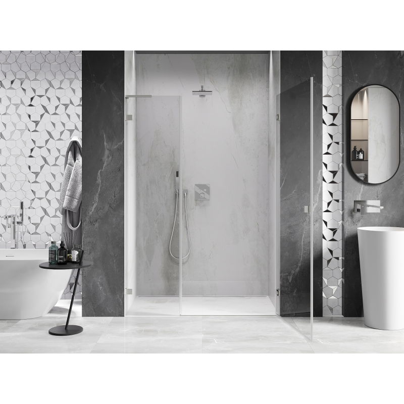 Mexen Lunar-B L 150 cm Right Hinged Shower Door, Transparent, Brushed Nickel - 832SL-150-050-97-00-P