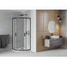 Mexen Rio shower cabin semicircular 80 x 80 cm, frost, black + Flat tray, white - 863-080-080-70-30-4110B