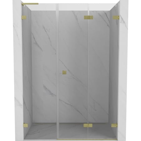 Mexen Lunar-F L folding shower door right 110 cm, transparent, brushed gold - 836SL-110-050-55-00-P