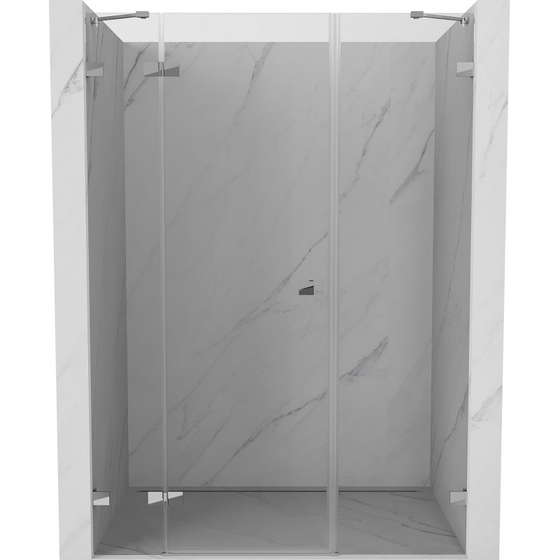 Mexen Lunar 145 cm Left Hinged Shower Door, Transparent, Chrome - 834S-145-050-01-00-L