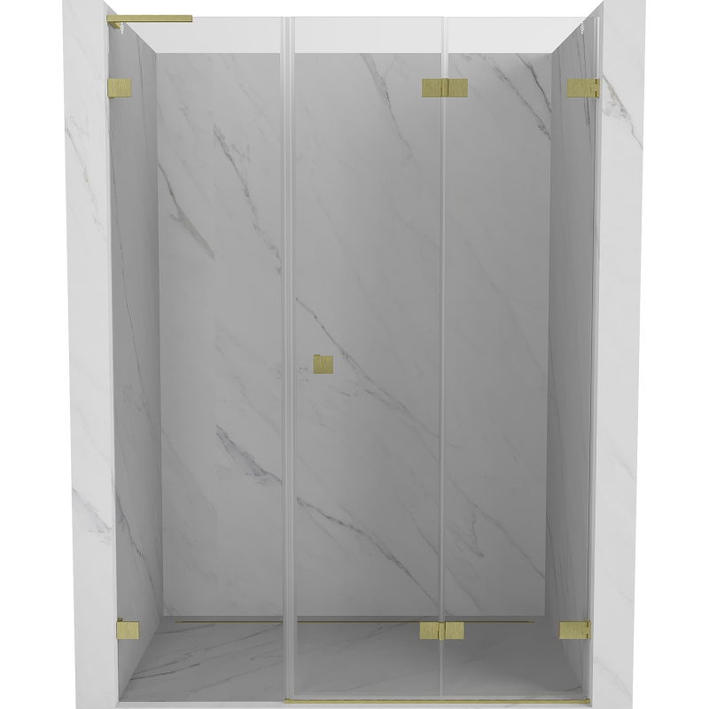 Mexen Lunar-F L 125 cm Folding Shower Door Right, Transparent, Brushed Gold - 836SL-125-050-55-00-P