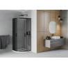 Mexen Rio semi-circular shower cabin 90 x 90 cm, graphite, black + Flat shower tray, white - 863-090-090-70-40-4110B