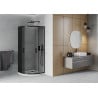 Mexen Rio semi-circular shower enclosure 90 x 90 cm, graphite, black + Flat tray, white - 863-090-090-70-40-4110B