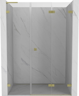Mexen Lunar-F L Shower Doors Folding Right 130 cm, Transparent, Brushed Gold - 836SL-130-050-55-00-P