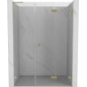 Mexen Lunar-F L 140 cm Right Folding Shower Door, Transparent, Brushed Gold - 836SL-140-050-55-00-P