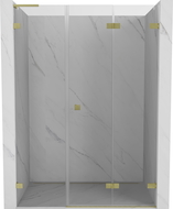 Mexen Lunar-F L 140 cm Right Folding Shower Door, Transparent, Brushed Gold - 836SL-140-050-55-00-P