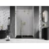 Mexen Lunar-F L 140 cm Right Folding Shower Door, Transparent, Brushed Gold - 836SL-140-050-55-00-P