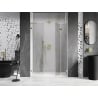 Mexen Lunar-F L 140 cm Right Folding Shower Door, Transparent, Brushed Gold - 836SL-140-050-55-00-P