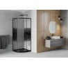 Mexen Rio semicircular shower cabin 80 x 80 cm, black stripes, black + Flat tray, black - 863-080-080-70-20-4170B