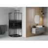 Mexen Rio semicircular shower cabin 80 x 80 cm, black stripes, black + Flat tray, black - 863-080-080-70-20-4170B