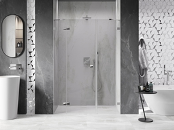 Mexen Lunar Left-Handed Pivot Shower Door 160 cm, Transparent, Chrome - 834S-160-050-01-00-L