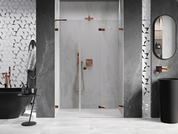 Mexen Lunar-F L foldable shower door right 120 cm, transparent, rose gold - 836SL-120-050-60-00-P