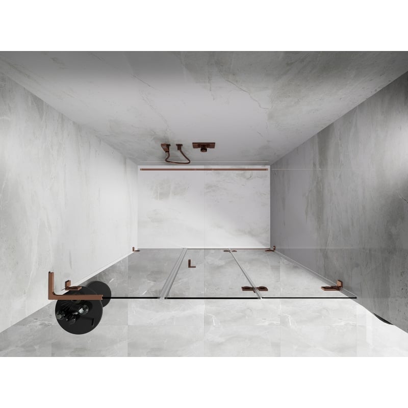 Mexen Lunar-F L right folding shower doors 130 cm, transparent, rose gold - 836SL-130-050-60-00-P