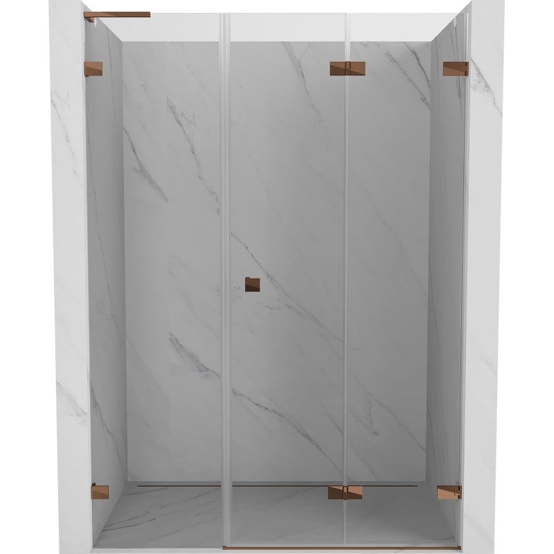 Mexen Lunar-F L folding shower door right 135 cm, transparent, rose gold - 836SL-135-050-60-00-P