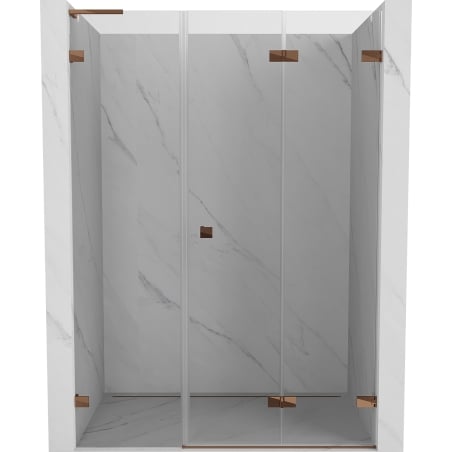 Mexen Lunar-F L folding shower door right 140 cm, transparent, pink gold - 836SL-140-050-60-00-P