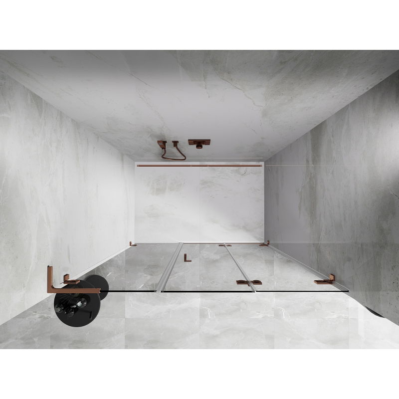 Mexen Lunar-F L folding shower door right 140 cm, transparent, rose gold - 836SL-140-050-60-00-P
