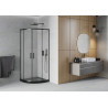 Mexen Rio semi-circular shower cabin 90 x 90 cm, frost, black + Flat shower tray, black - 863-090-090-70-30-4170B