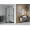 Mexen Rio semi-circular shower cabin 90 x 90 cm, frost, black + Flat tray, black - 863-090-090-70-30-4170B