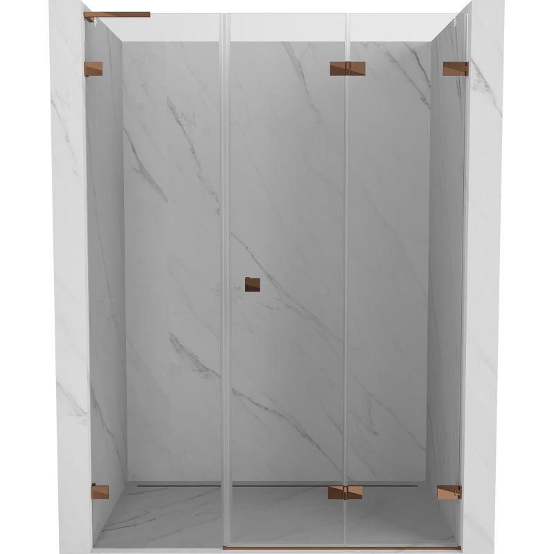 Mexen Lunar-F L folding shower door right 145 cm, transparent, rose gold - 836SL-145-050-60-00-P