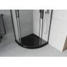 Mexen Rio semi-circular shower cabin 90 x 90 cm, frost, black + Flat shower tray, black - 863-090-090-70-30-4170B