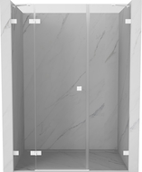 Mexen Lunar 130 cm Left Pivot Shower Door, Transparent, White - 834S-130-050-20-00-L