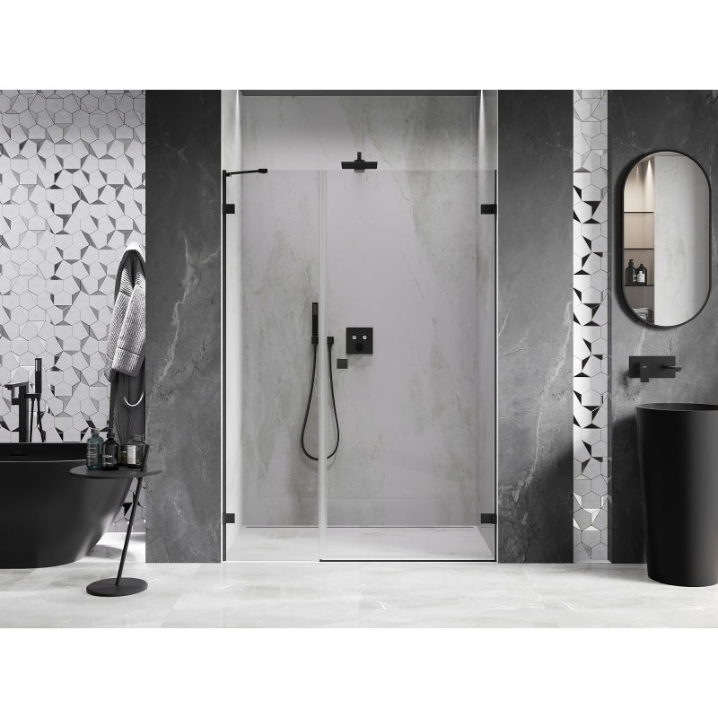Mexen Lunar-B right-hinged shower door 145 cm, transparent, black - 832S-145-050-70-00-P