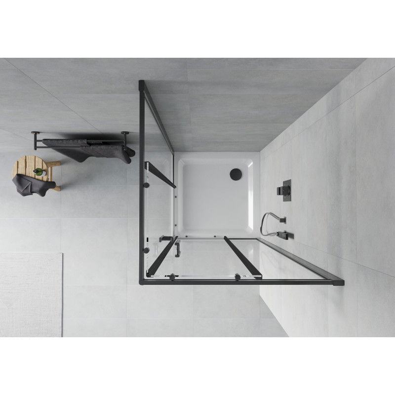 Mexen Rio square shower enclosure 70 x 70 cm, transparent, black + Flat tray, white - 860-070-070-70-00-4010B