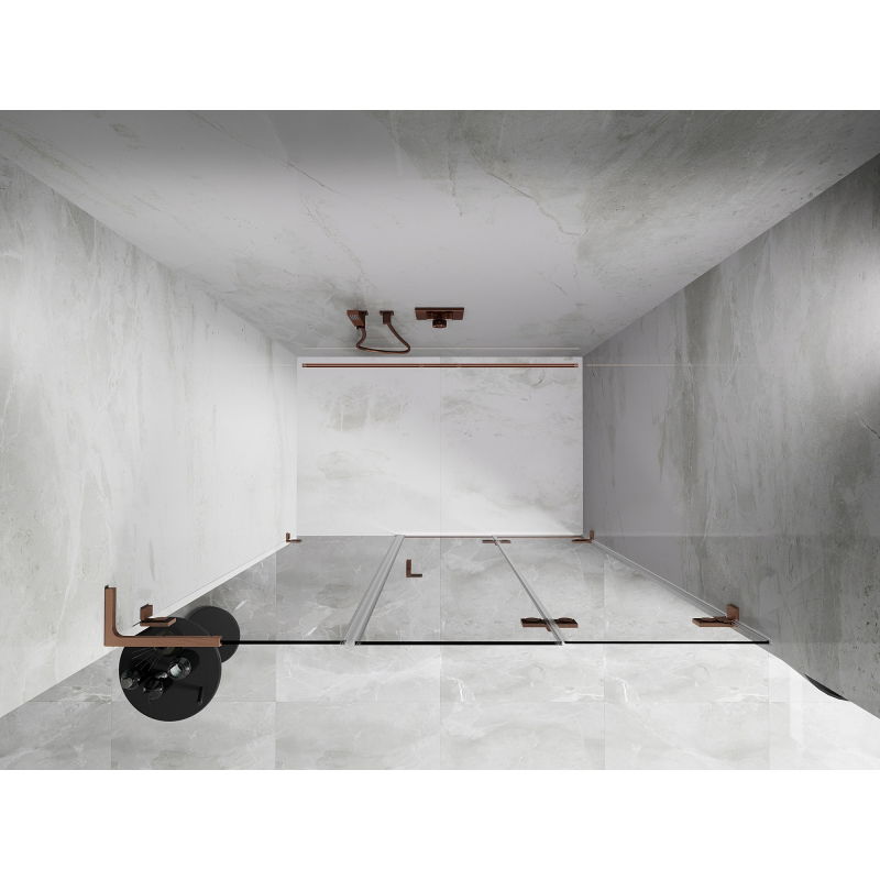 Mexen Lunar-F L Right Folding Shower Door 135 cm, Transparent, Brushed Copper - 836SL-135-050-65-00-P