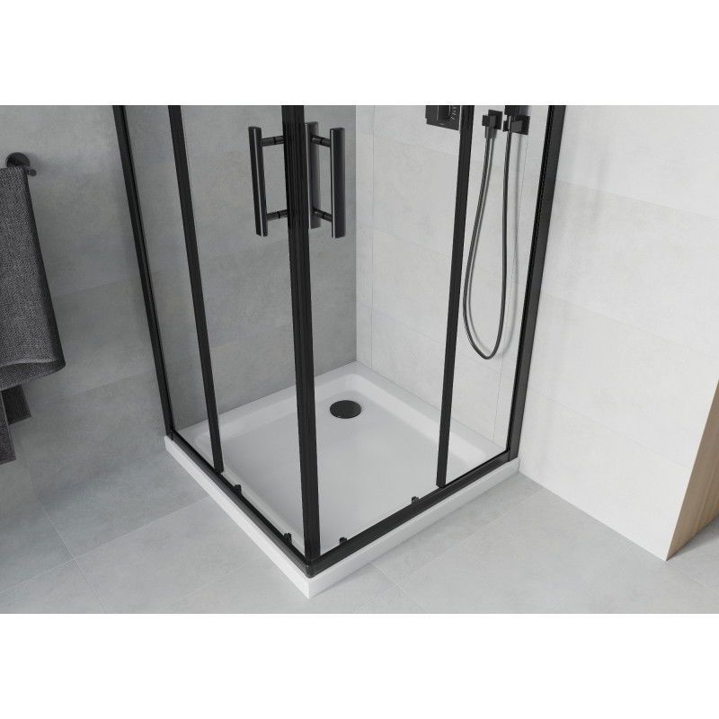 Mexen Rio square shower enclosure 70 x 70 cm, transparent, black + Flat tray, white - 860-070-070-70-00-4010B