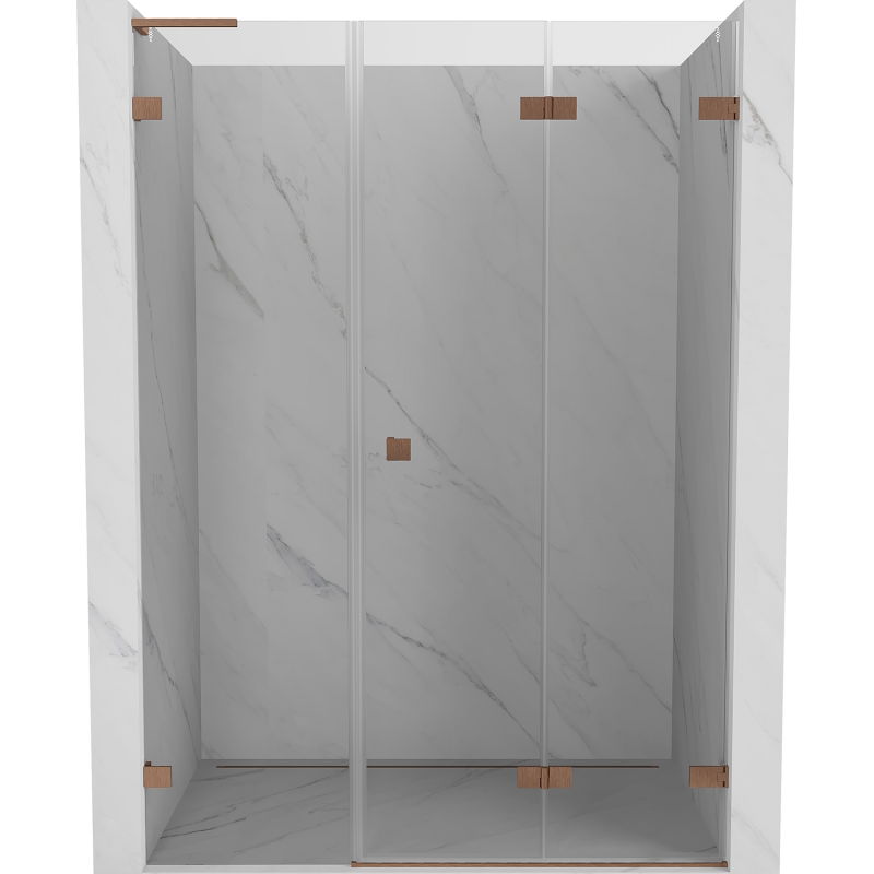 Mexen Lunar-F L foldable shower door right 145 cm, transparent, brushed copper - 836SL-145-050-65-00-P