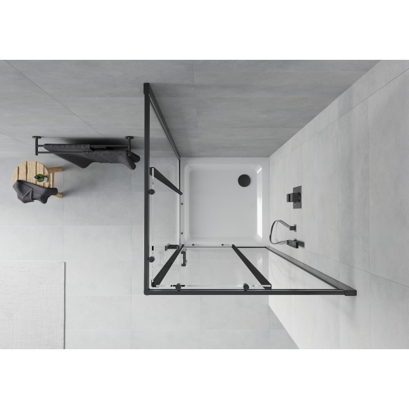 Mexen Rio square shower cabin 80 x 80 cm, transparent, black + Flat shower tray, white - 860-080-080-70-00-4010B