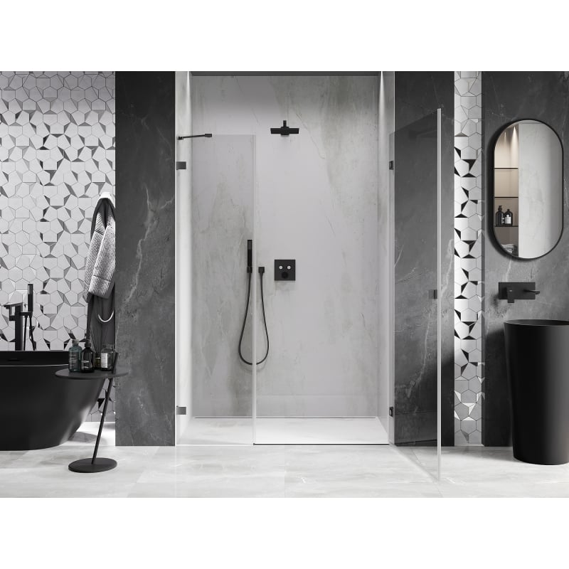 Mexen Lunar-B right hinged shower door 115 cm, transparent, gun metal - 832S-115-050-95-00-P