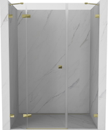 Mexen Lunar 130 cm Left Hinged Shower Door, Transparent, Gold - 834S-130-050-50-00-L