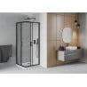 Mexen Rio square shower cubicle 90 x 90 cm, Transparent, Black + shower tray Flat, White - 860-090-090-70-00-4010B