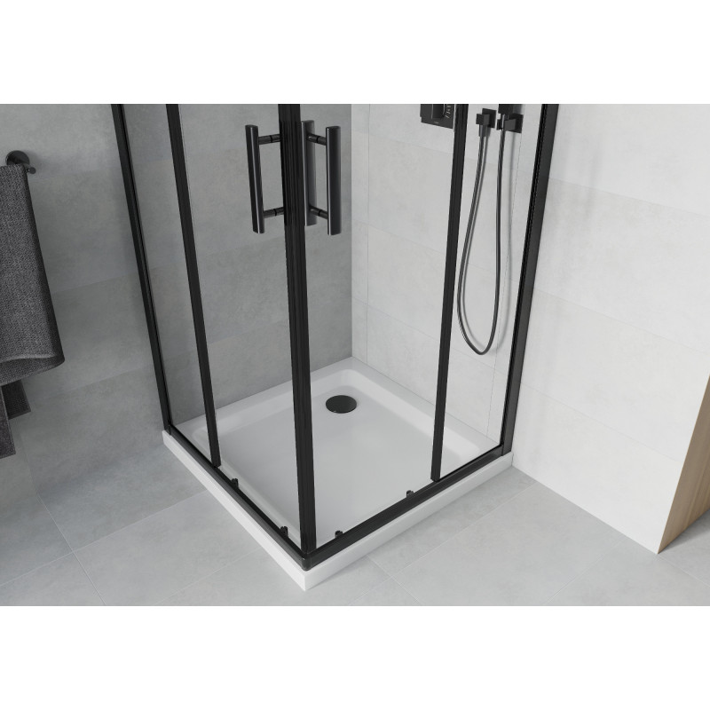 Mexen Rio square shower cabin 90 x 90 cm, transparent, black + Flat tray, white - 860-090-090-70-00-4010B