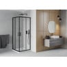 Mexen Rio square shower cubicle 90 x 90 cm, Transparent, Black + shower tray Flat, White - 860-090-090-70-00-4010B