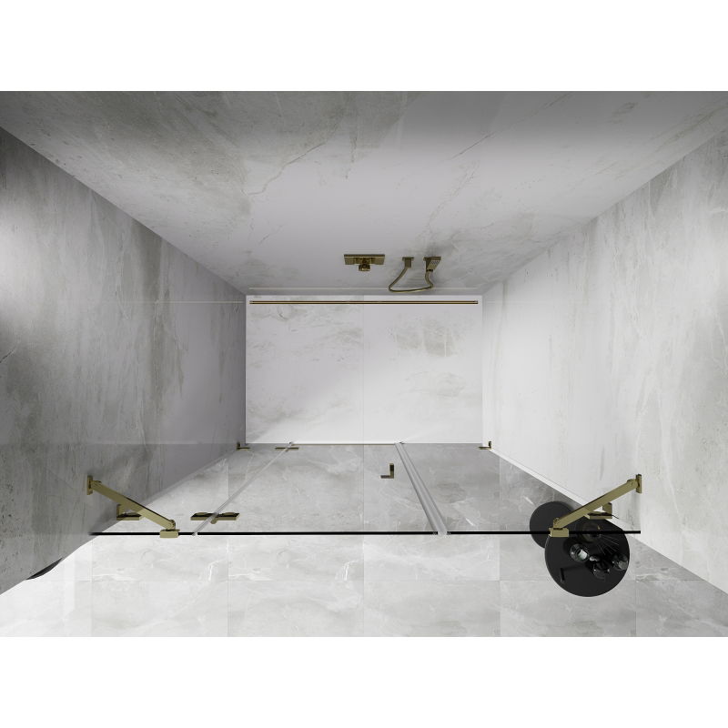 Mexen Lunar Left Hinged Shower Door 145 cm, Transparent, Gold - 834S-145-050-50-00-L