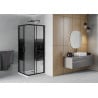 Mexen Rio square shower cabin 70 x 70 cm, black stripes, black + Flat tray, white - 860-070-070-70-20-4010B