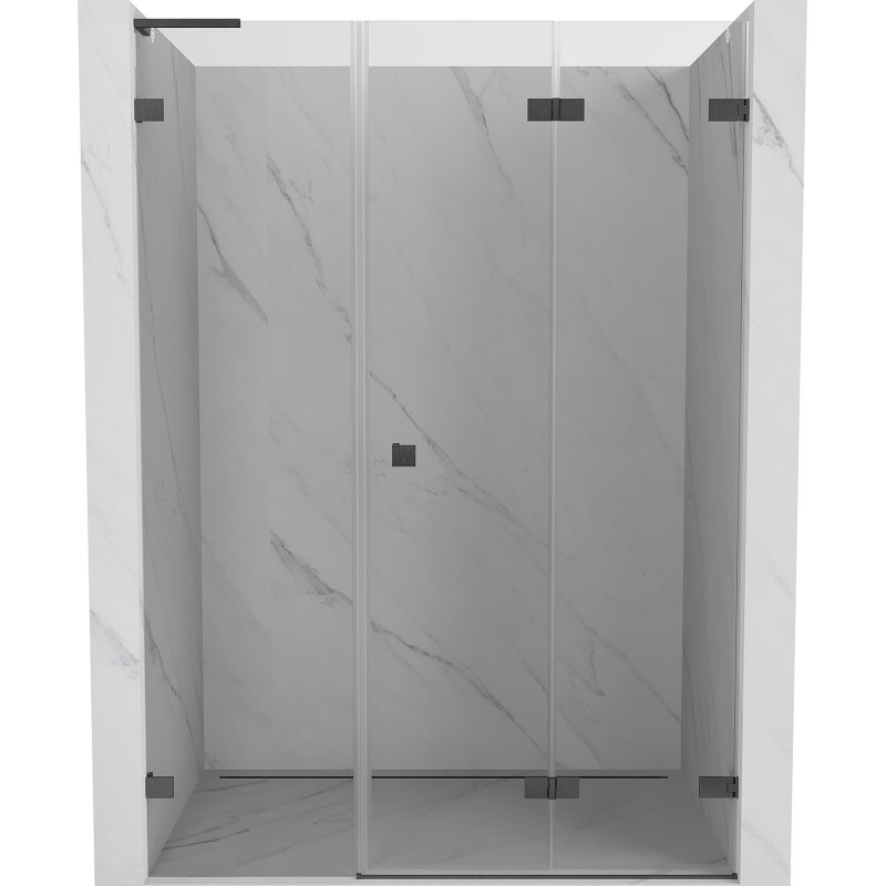 Mexen Lunar-F L Foldable Shower Door Right 120 cm, Transparent, Brushed Gun Gray - 836SL-120-050-66-00-P
