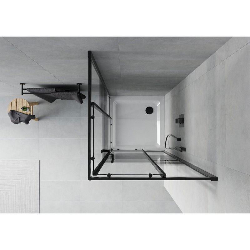 Mexen Rio square shower cabin 80 x 80 cm, black stripes, black + Flat tray, white - 860-080-080-70-20-4010B