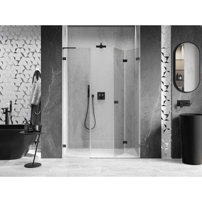 Mexen Lunar-F L 150 cm Folding Shower Door Right, Transparent, Brushed Gun Gray - 836SL-150-050-66-00-P