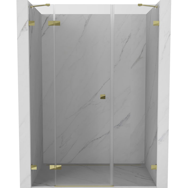Mexen Lunar left-hand hinged shower door 155 cm, transparent, gold - 834S-155-050-50-00-L