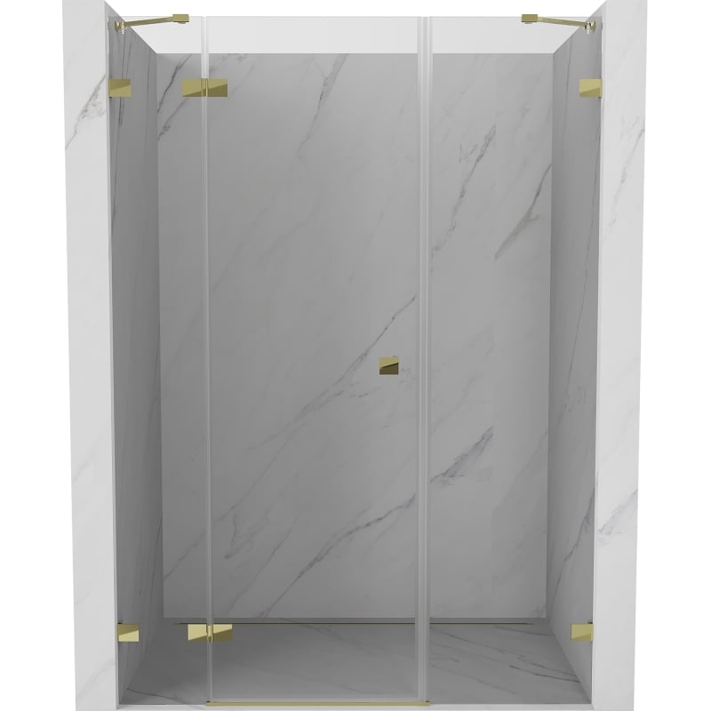 Mexen Lunar left hinged shower door 155 cm, transparent, gold - 834S-155-050-50-00-L