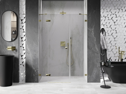 Mexen Lunar left-hand hinged shower door 155 cm, transparent, gold - 834S-155-050-50-00-L