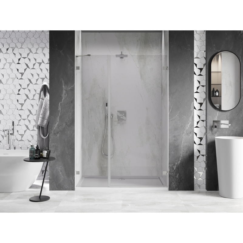 Mexen Lunar-B 110 cm Right Hinged Shower Door, Transparent, Brushed Nickel - 832S-110-050-97-00-P