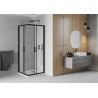 Mexen Rio 80 x 80 cm square shower cabin, frosted, black + Flat tray, white - 860-080-080-70-30-4010B