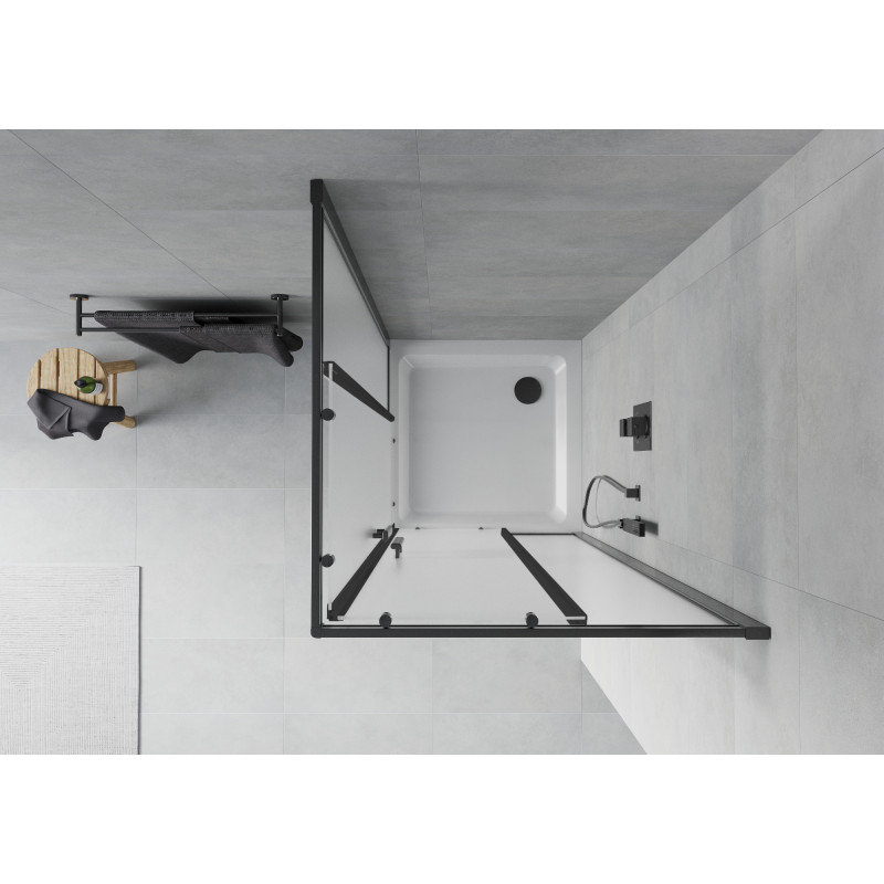 Mexen Rio 80 x 80 cm square shower cabin, frosted, black + Flat tray, white - 860-080-080-70-30-4010B