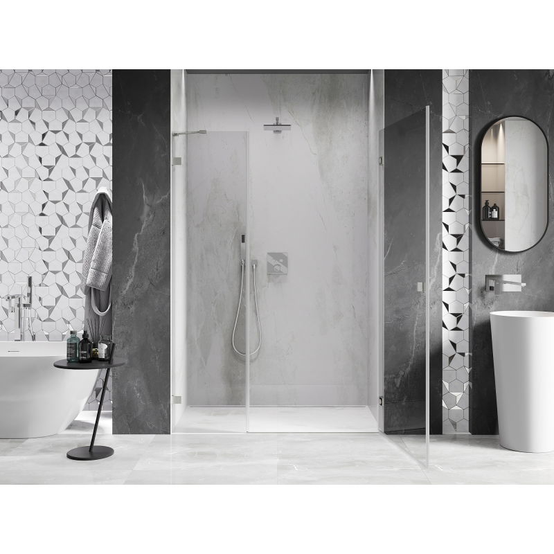 Mexen Lunar-B right-hinged shower door 135 cm, transparent, brushed nickel - 832S-135-050-97-00-P
