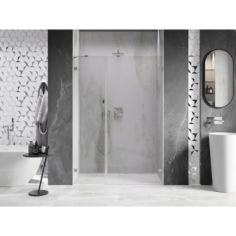 Mexen Lunar-B right-hinged shower door 135 cm, transparent, brushed nickel - 832S-135-050-97-00-P