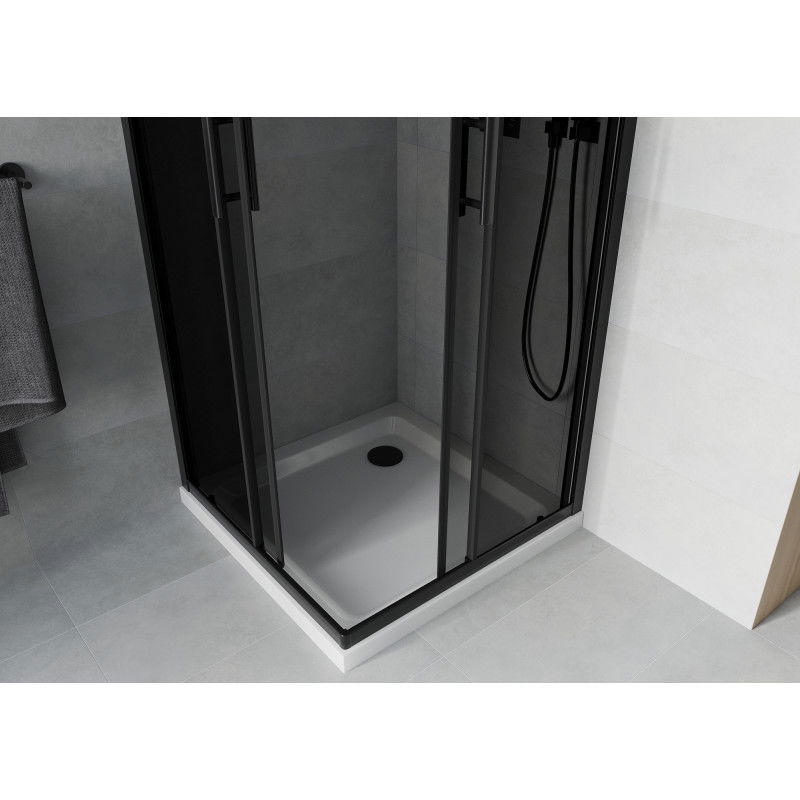 Mexen Rio square shower cabin 70 x 70 cm, graphite, black + Flat tray, white - 860-070-070-70-40-4010B
